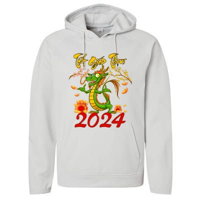 TET GIAP THIN Chuc Mung Nam Moi Vietnamese New Year 2024 Performance Fleece Hoodie