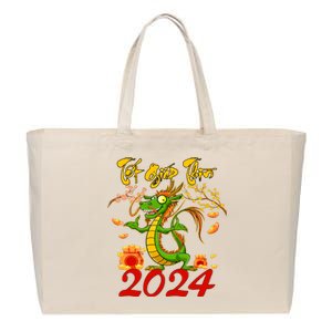 TET GIAP THIN Chuc Mung Nam Moi Vietnamese New Year 2024 Cotton Canvas Jumbo Tote