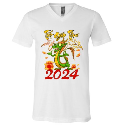 TET GIAP THIN Chuc Mung Nam Moi Vietnamese New Year 2024 V-Neck T-Shirt