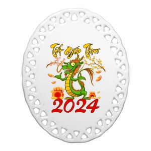 TET GIAP THIN Chuc Mung Nam Moi Vietnamese New Year 2024 Ceramic Oval Ornament