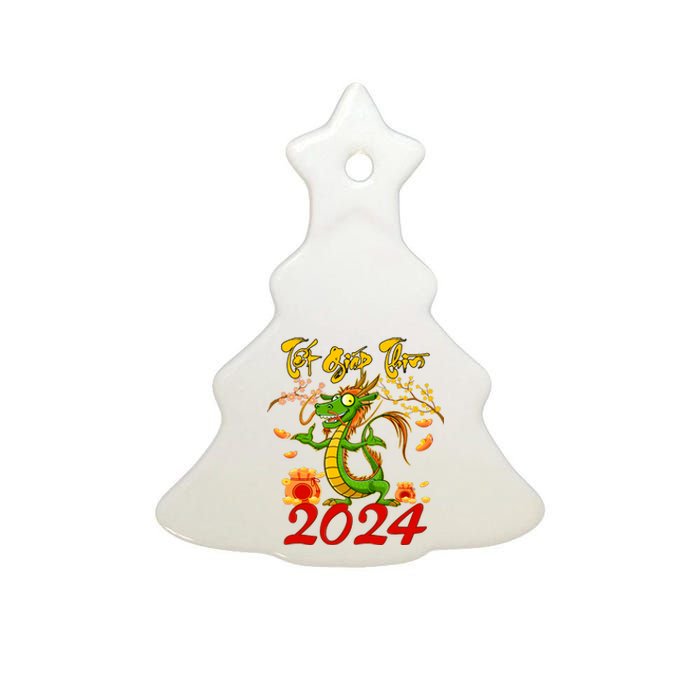 TET GIAP THIN Chuc Mung Nam Moi Vietnamese New Year 2024 Ceramic Tree Ornament