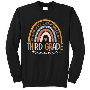 Third Grade Teacher Teach Love Inspire Boho Rainbow Sweatshirt