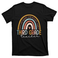 Third Grade Teacher Teach Love Inspire Boho Rainbow T-Shirt