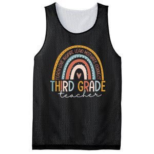 Third Grade Teacher Teach Love Inspire Boho Rainbow Mesh Reversible Basketball Jersey Tank