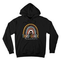 Third Grade Teacher Teach Love Inspire Boho Rainbow Tall Hoodie