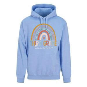 Third Grade Teacher Teach Love Inspire Boho Rainbow Unisex Surf Hoodie