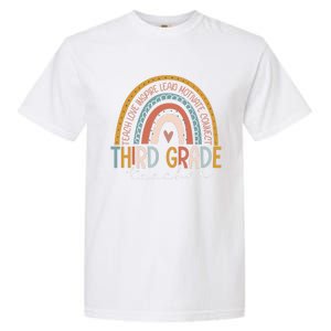 Third Grade Teacher Teach Love Inspire Boho Rainbow Garment-Dyed Heavyweight T-Shirt