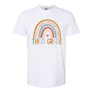 Third Grade Teacher Teach Love Inspire Boho Rainbow Softstyle CVC T-Shirt