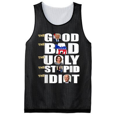 The Good The Bad The Ugly The Stupid The Idiot Support Trump Mesh Reversible Basketball Jersey Tank