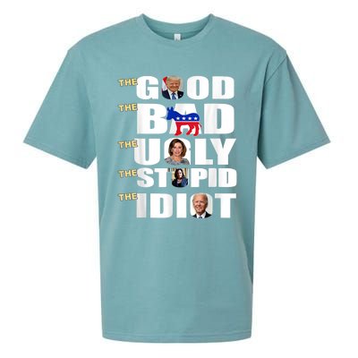 The Good The Bad The Ugly The Stupid The Idiot Support Trump Sueded Cloud Jersey T-Shirt