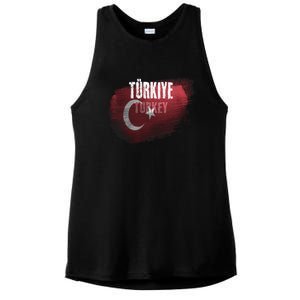 Turkey Grunge Turkish Flag Gift Ladies PosiCharge Tri-Blend Wicking Tank