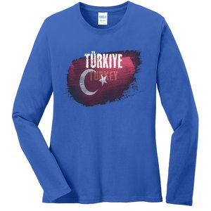 Turkey Grunge Turkish Flag Gift Ladies Long Sleeve Shirt