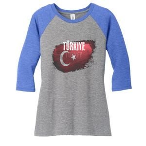 Turkey Grunge Turkish Flag Gift Women's Tri-Blend 3/4-Sleeve Raglan Shirt