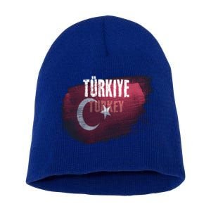 Turkey Grunge Turkish Flag Gift Short Acrylic Beanie