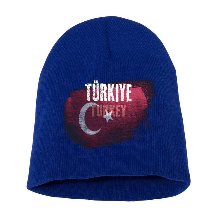 Turkey Grunge Turkish Flag Gift Short Acrylic Beanie