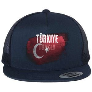 Turkey Grunge Turkish Flag Gift Flat Bill Trucker Hat