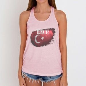 Turkey Grunge Turkish Flag Gift Women's Knotted Racerback Tank