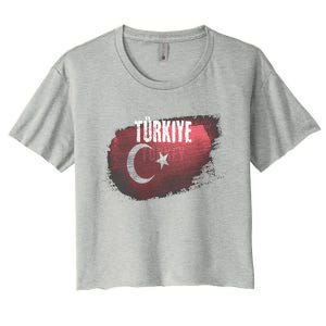 Turkey Grunge Turkish Flag Gift Women's Crop Top Tee