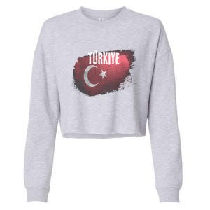 Turkey Grunge Turkish Flag Gift Cropped Pullover Crew