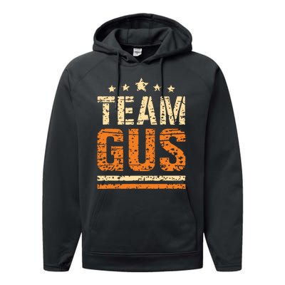 Team Gus Thats My Dad Gus Support Saying Performance Fleece Hoodie