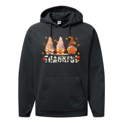 Thanksgiving Gnome Thankful Performance Fleece Hoodie