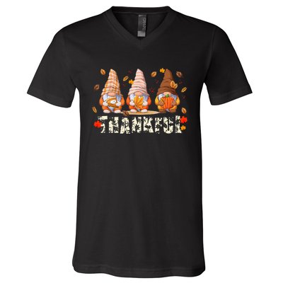 Thanksgiving Gnome Thankful V-Neck T-Shirt