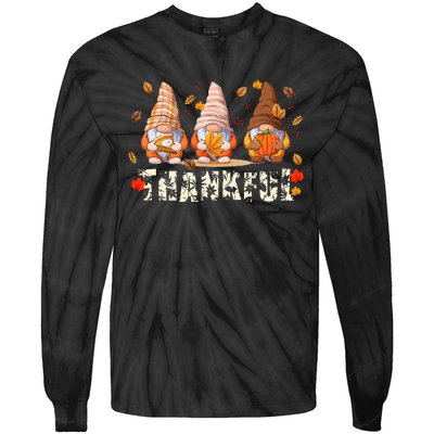 Thanksgiving Gnome Thankful Tie-Dye Long Sleeve Shirt