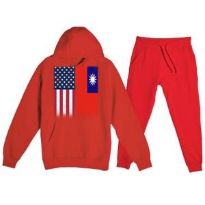 Taiwan Gift Taiwanese American Flags Proud Usa Taiwan Gift Premium Hooded Sweatsuit Set