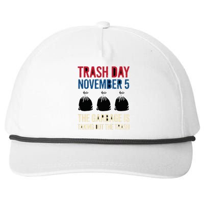 Trump Garbage Trash Day November 5 Garbage Taking Out Trash Snapback Five-Panel Rope Hat