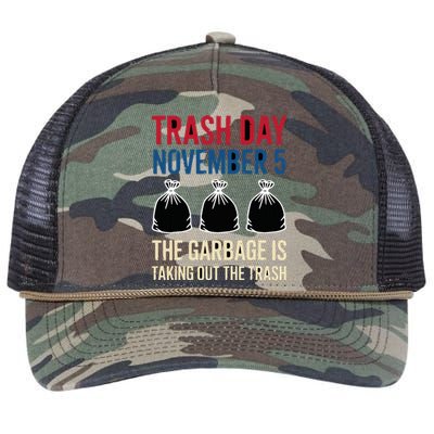 Trump Garbage Trash Day November 5 Garbage Taking Out Trash Retro Rope Trucker Hat Cap