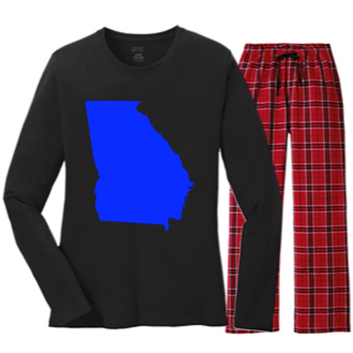 Turn Georgia To Blue Proud Democrat Design Women's Long Sleeve Flannel Pajama Set 