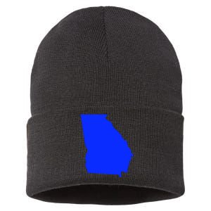 Turn Georgia To Blue Proud Democrat Design Sustainable Knit Beanie