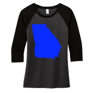 Turn Georgia To Blue Proud Democrat Design Women's Tri-Blend 3/4-Sleeve Raglan Shirt