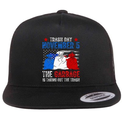 Trump Garbage Trash Day November 5 Garbage Taking Out Trash Flat Bill Trucker Hat