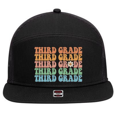 Third Grade Teacher Leopard Rainbow 3rd Grade Teacher Funny Meaningful Gift 7 Panel Mesh Trucker Snapback Hat