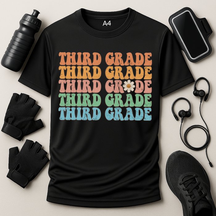 Third Grade Teacher Leopard Rainbow 3rd Grade Teacher Funny Meaningful Gift Cooling Performance Crew T-Shirt