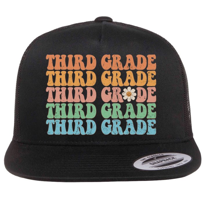 Third Grade Teacher Leopard Rainbow 3rd Grade Teacher Funny Meaningful Gift Flat Bill Trucker Hat