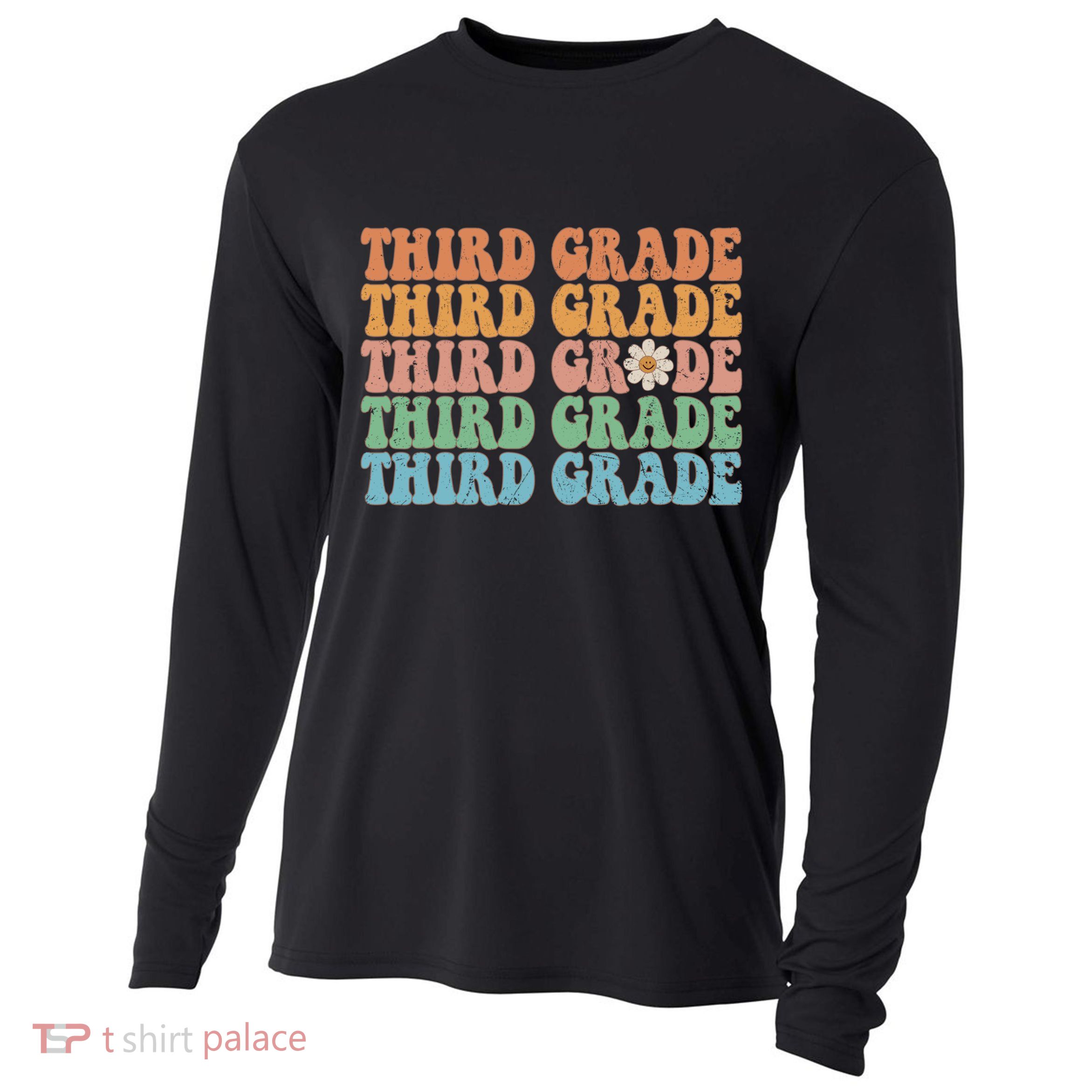 Third Grade Teacher Leopard Rainbow 3rd Grade Teacher Funny Meaningful Gift Cooling Performance Long Sleeve Crew