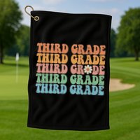 Third Grade Teacher Leopard Rainbow 3rd Grade Teacher Funny Meaningful Gift Golf Towel