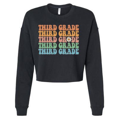 Third Grade Teacher Leopard Rainbow 3rd Grade Teacher Funny Meaningful Gift Cropped Pullover Crew