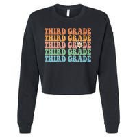 Third Grade Teacher Leopard Rainbow 3rd Grade Teacher Funny Meaningful Gift Cropped Pullover Crew