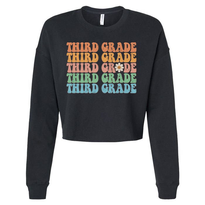 Third Grade Teacher Leopard Rainbow 3rd Grade Teacher Funny Meaningful Gift Cropped Pullover Crew