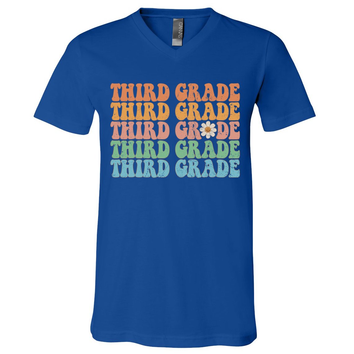 Third Grade Teacher Leopard Rainbow 3rd Grade Teacher Funny Meaningful Gift V-Neck T-Shirt