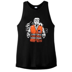 Trump Garbage Truck Vest Ladies PosiCharge Tri-Blend Wicking Tank