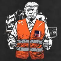 Trump Garbage Truck Vest 7 Panel Mesh Trucker Snapback Hat