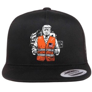 Trump Garbage Truck Vest Flat Bill Trucker Hat