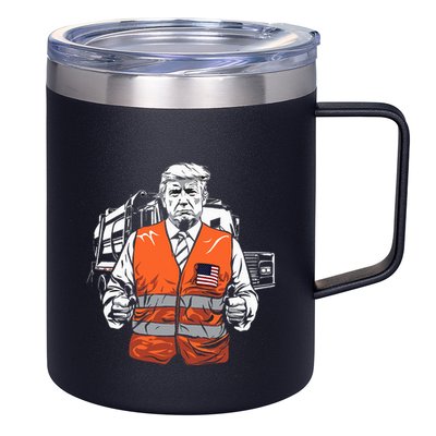 Trump Garbage Truck Vest 12oz Stainless Steel Coffee Mug