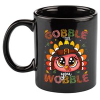 Turkey Gobble Till You Wobble Pilgrim Thanksgiving 11oz C Handle Ceramic Mug