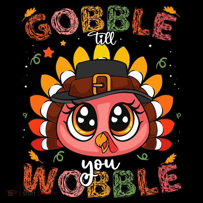 Turkey Gobble Till You Wobble Pilgrim Thanksgiving Cooling Performance Long Sleeve Crew