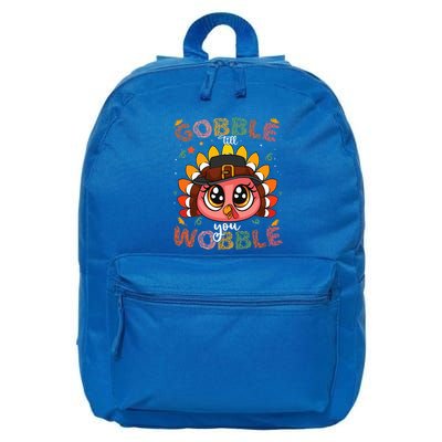 Turkey Gobble Till You Wobble Pilgrim Thanksgiving 16 in Basic Backpack